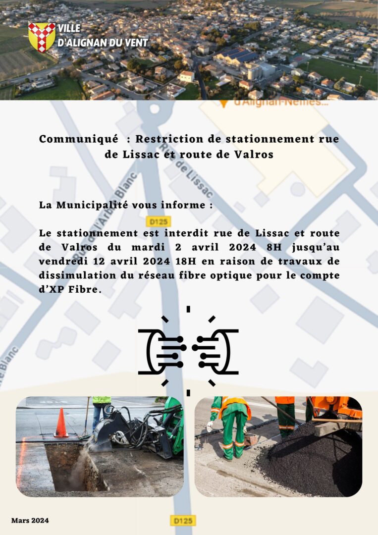 Communiqué : Restriction de stationnement rue de Lissac et route de Valros