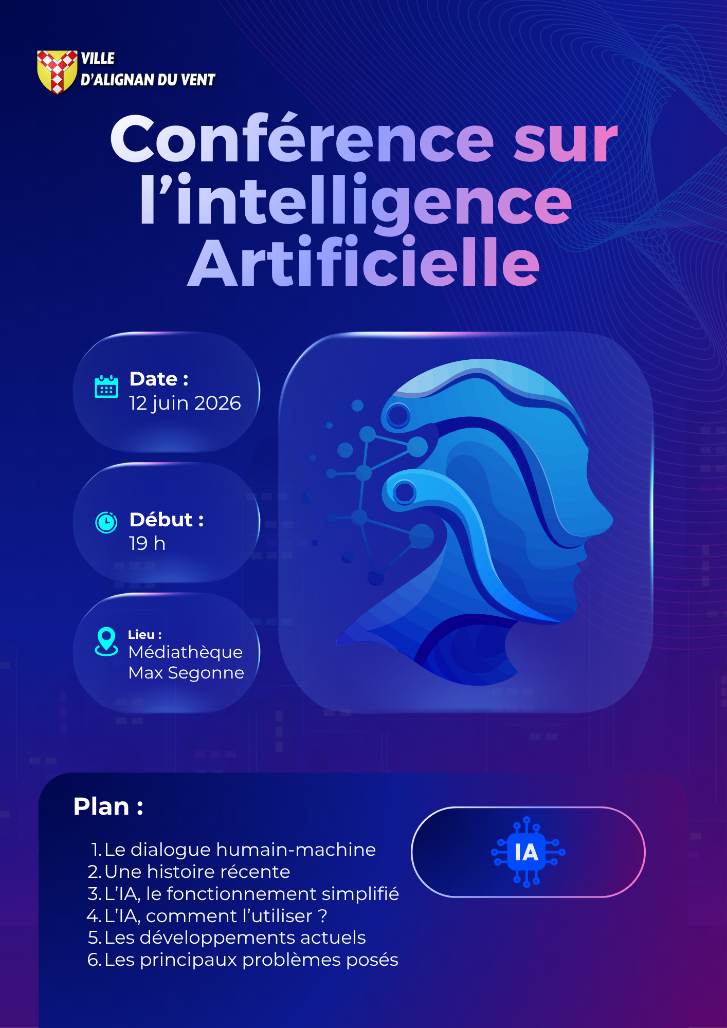 Conférence sur l’intelligence artificielle le 12 juin 2026 à 19 h