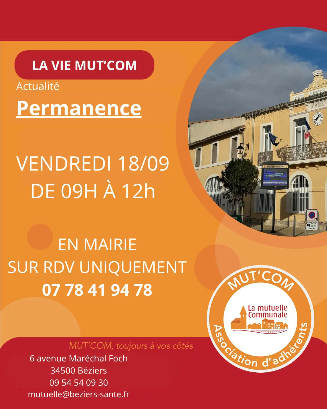 Permanence mutuelle communale vendredi 18 septembre de 09h à 12h