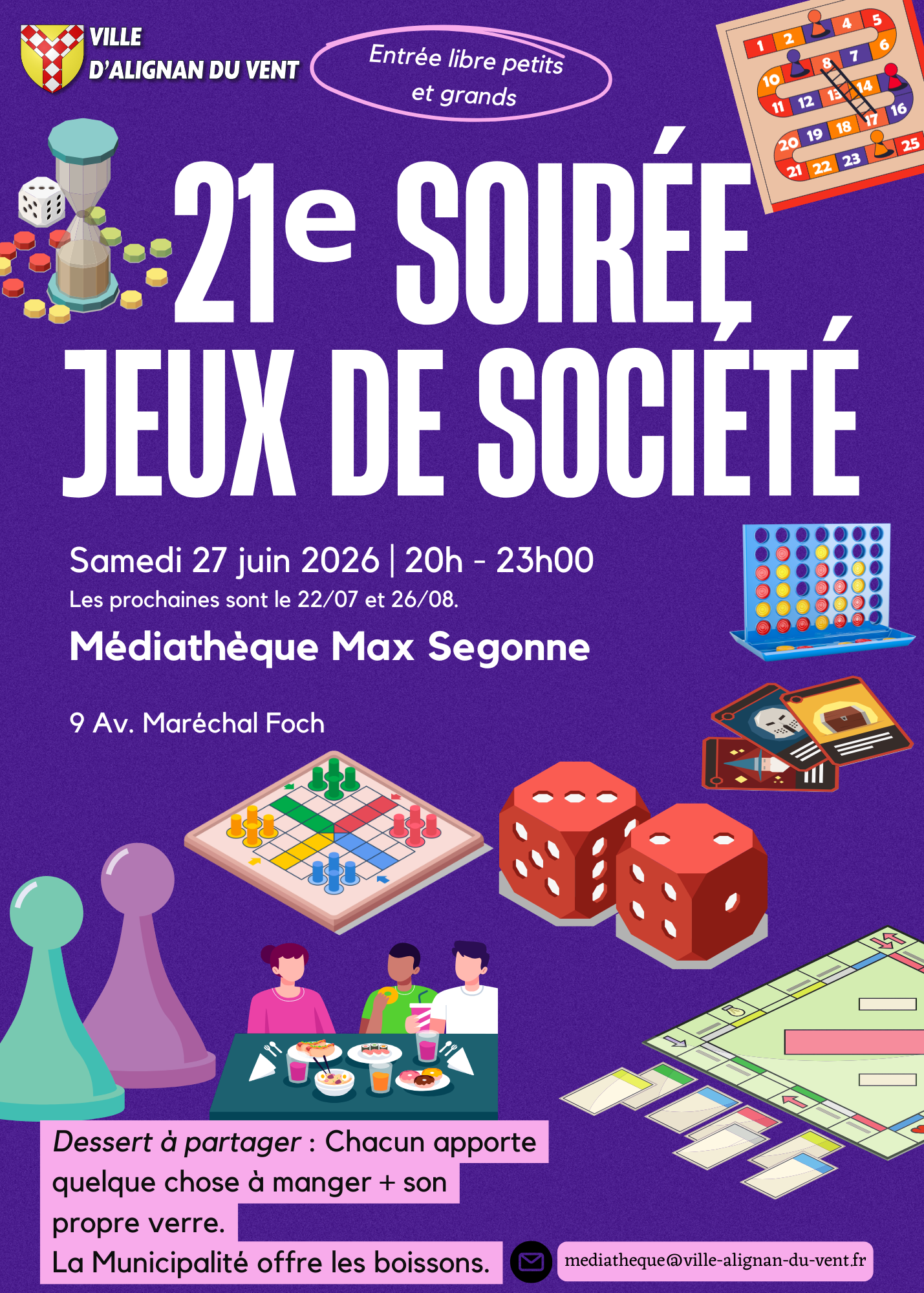 21e soirée jeux de société le samedi 27 juin 2026 à 20h